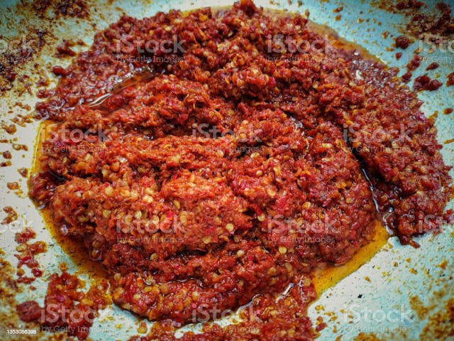 Closeup of red chili sauce
